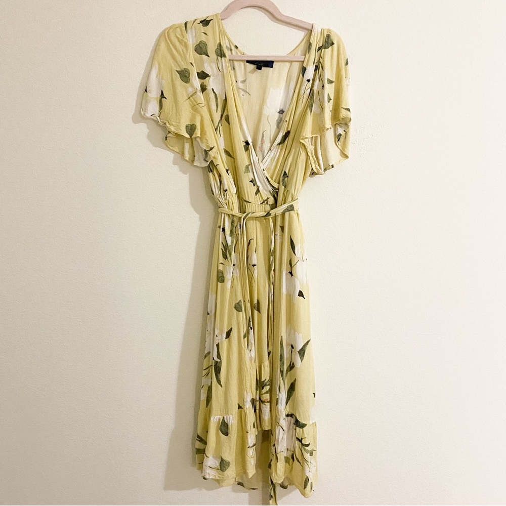 Yellow Floral Dress with Tie
